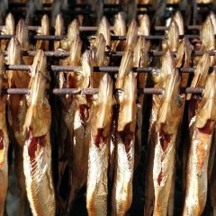 Vietējās uzkodas - svaigi kūpinātas zivis no autentiskiem Kihnu zvejniekiem